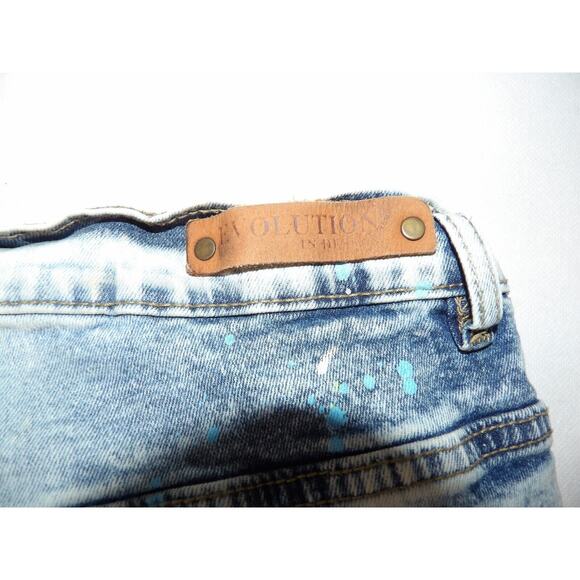 Evolution In Design 38 Jeans Men Paint Spatter Distressed Acid Wash Hip Hop Y2K - Picture 13 of 16